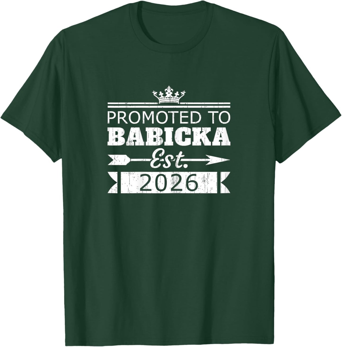 Promoted to Babicka Est 2026 New Grandma Reveal Vintage T-Shirt - T-Shirt | Forest