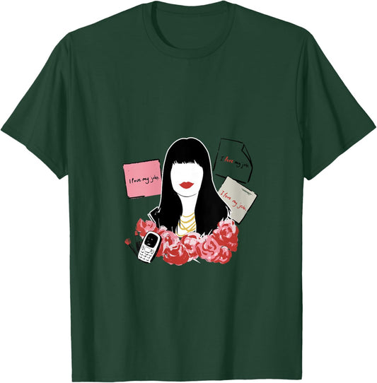 Women's The Devil Wears Prada Andy I Love My Job Roses V-Neck T-Shirt - T-Shirt | Forest