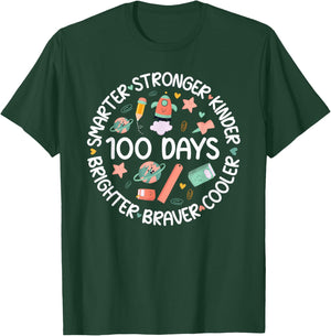 Happy 100 Days of School 100th Day of School Kids Boys Girls T-Shirt - T-Shirt | Forest