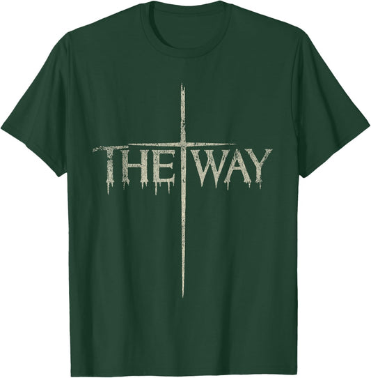 Vintage Retro Style The Way Cross - Christian Religious T-Shirt - T-Shirt | Forest