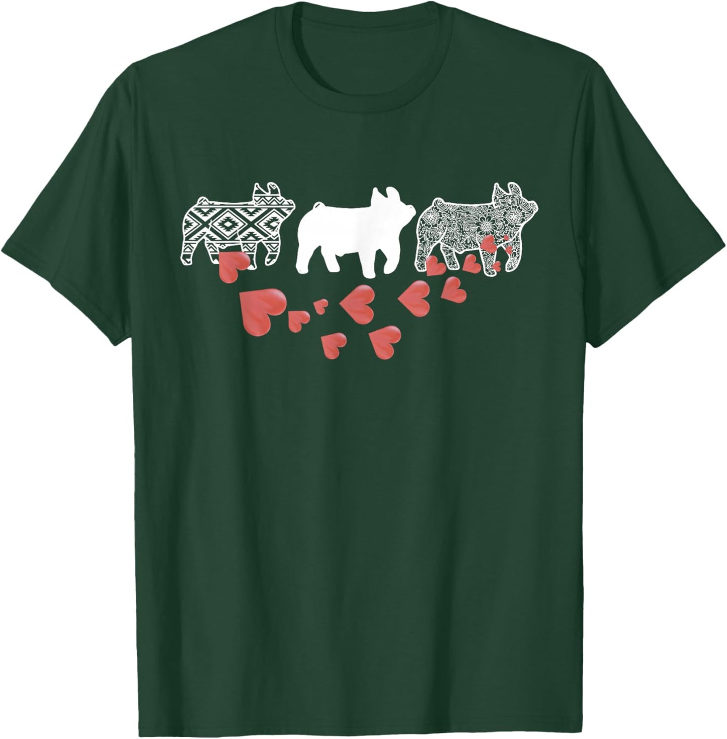 Stockshow Pig Valentine Aztec Show Pig Livestock Pig Breeder T-Shirt - T-Shirt | Forest