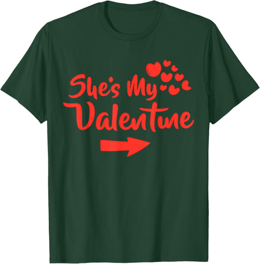 She is My Valentine Matching Couples Love Heart T-Shirt - T-Shirt | Forest