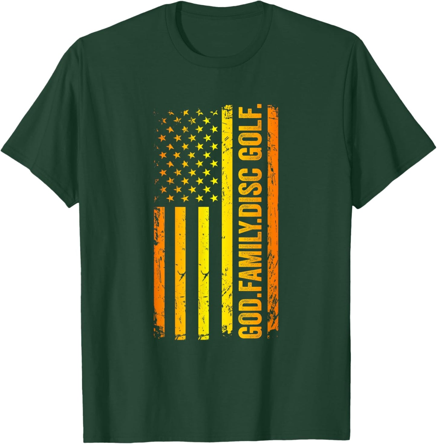 God Family Disc Golf US American Flag Father's Day Dad T-Shirt - T-Shirt | Forest