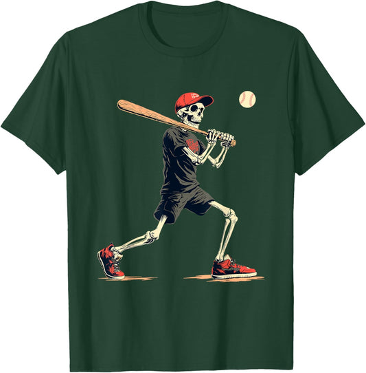 Skeleton Baseball Halloween Costume Funny Men Boys Kids T-Shirt - T-Shirt | Forest
