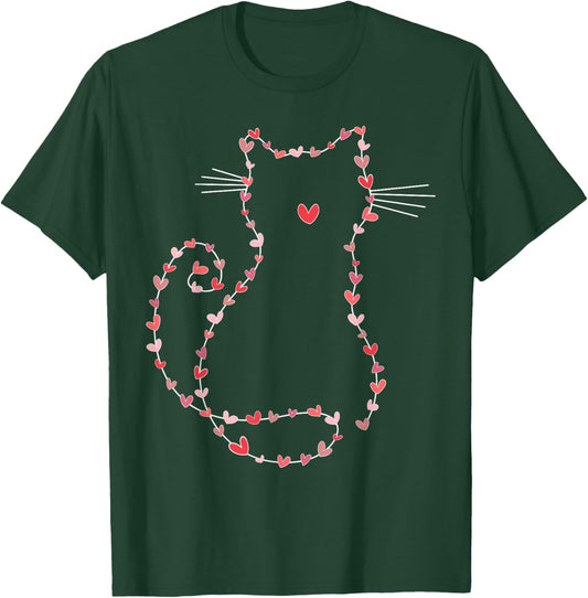 Cute Cat with Hearts Happy Valentines Boys Girls Kids T-Shirt - T-Shirt | Forest