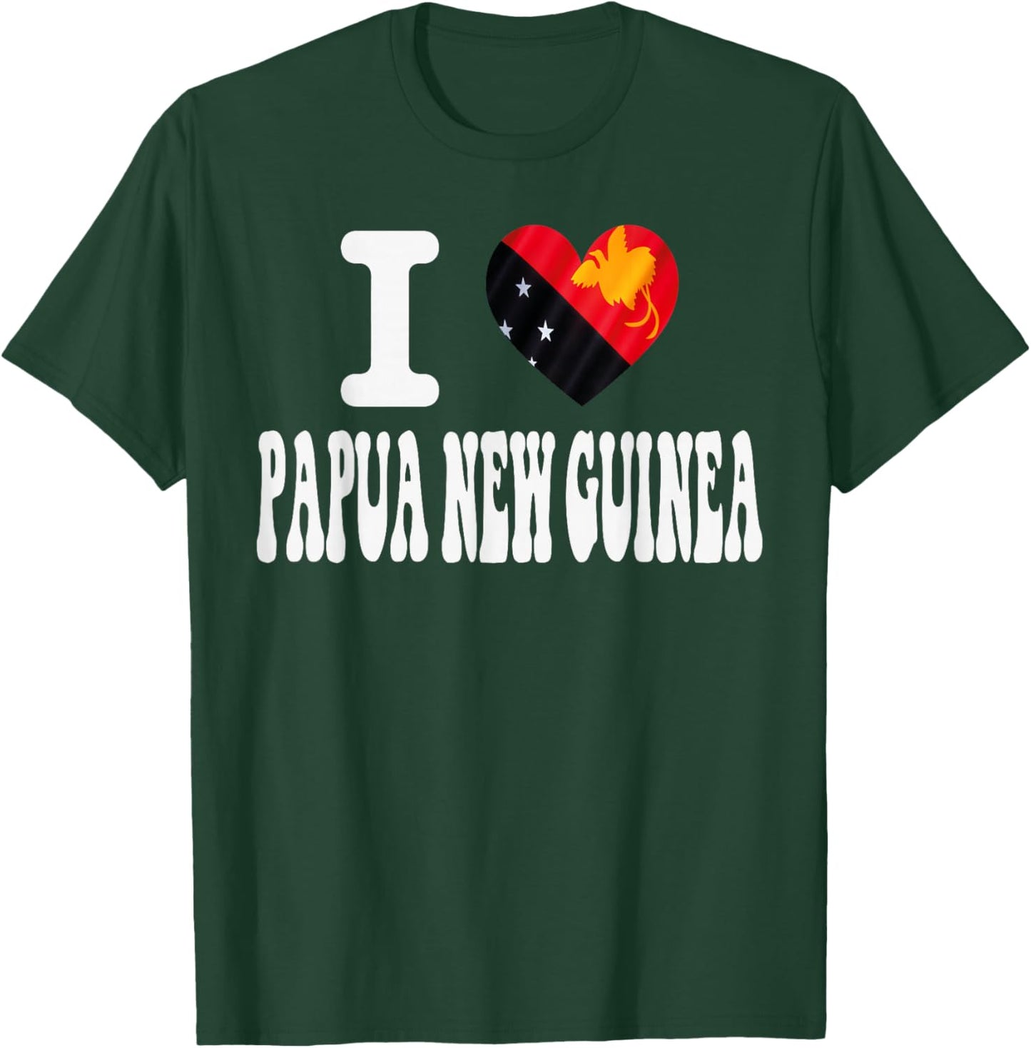 I Love Papua NEW Guinea Heart Flag Retro Travel Souvenir T-Shirt - T-Shirt | Forest