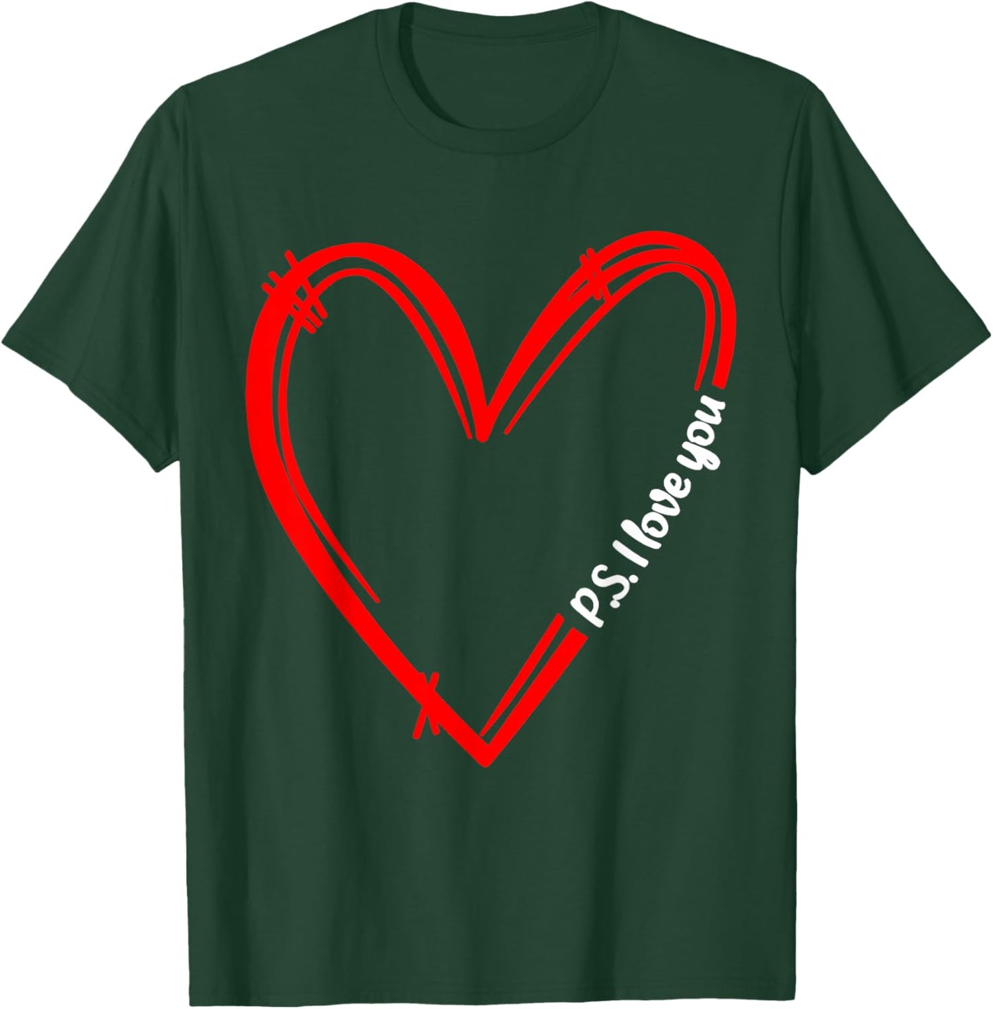 PS I Love You Day Valentine's Day Purple Heart Women Men Kid T-Shirt - T-Shirt | Forest