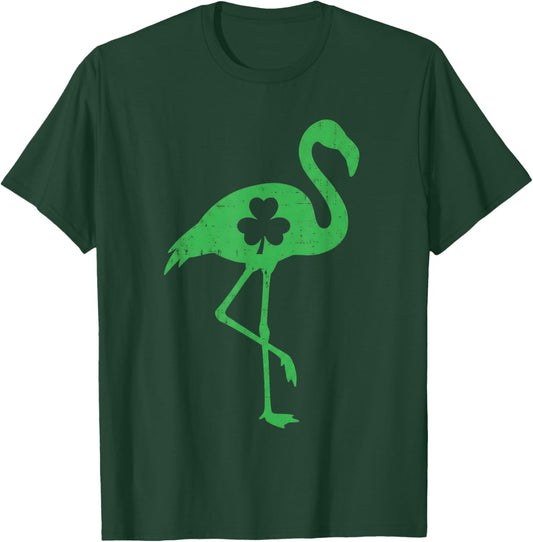 St Patricks Day Flamingo Shamrock T-Shirt - T-Shirt | Forest
