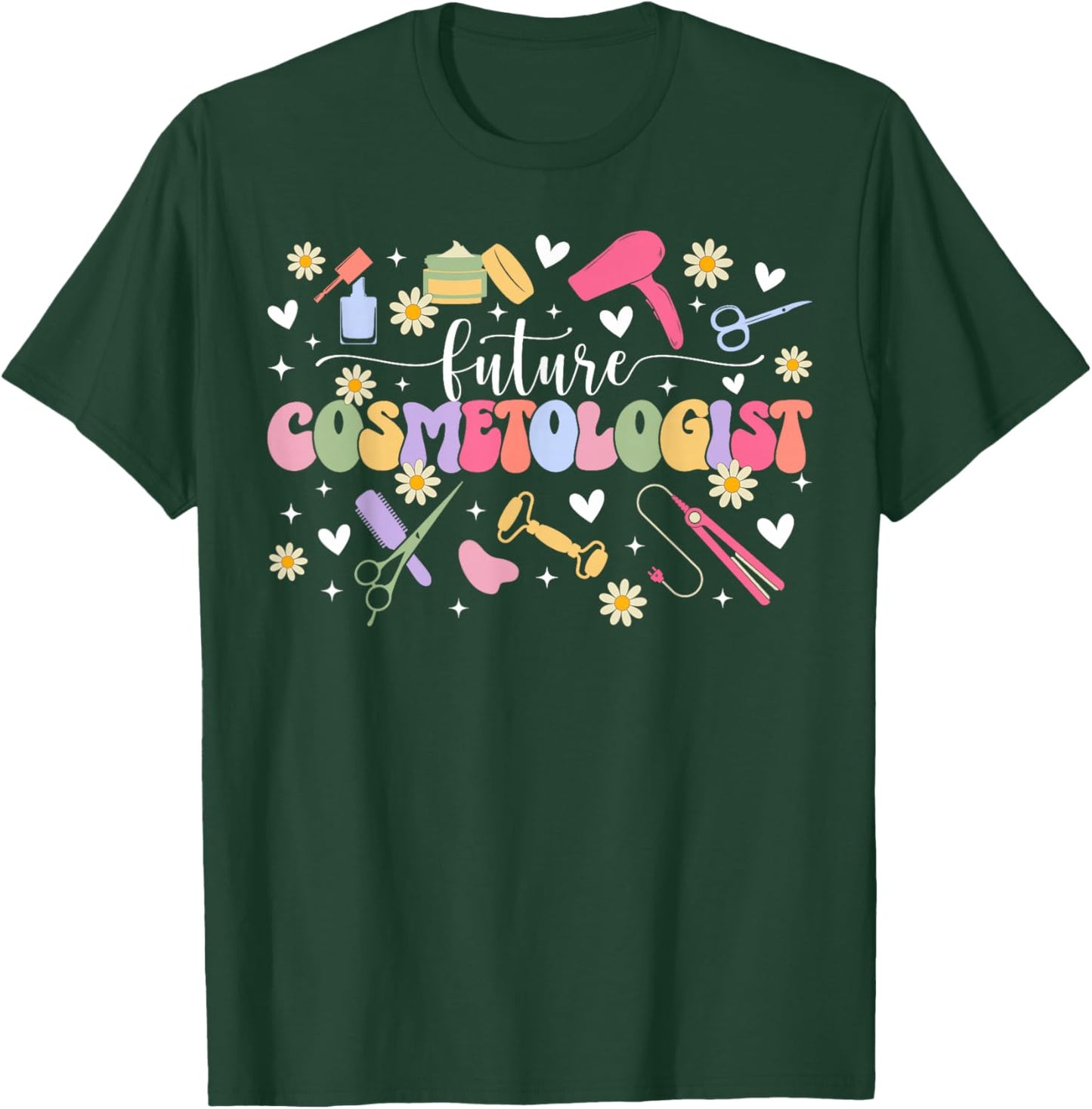 Future Cosmetologist in Progress Groovy Cosmetology Student T-Shirt - T-Shirt | Forest