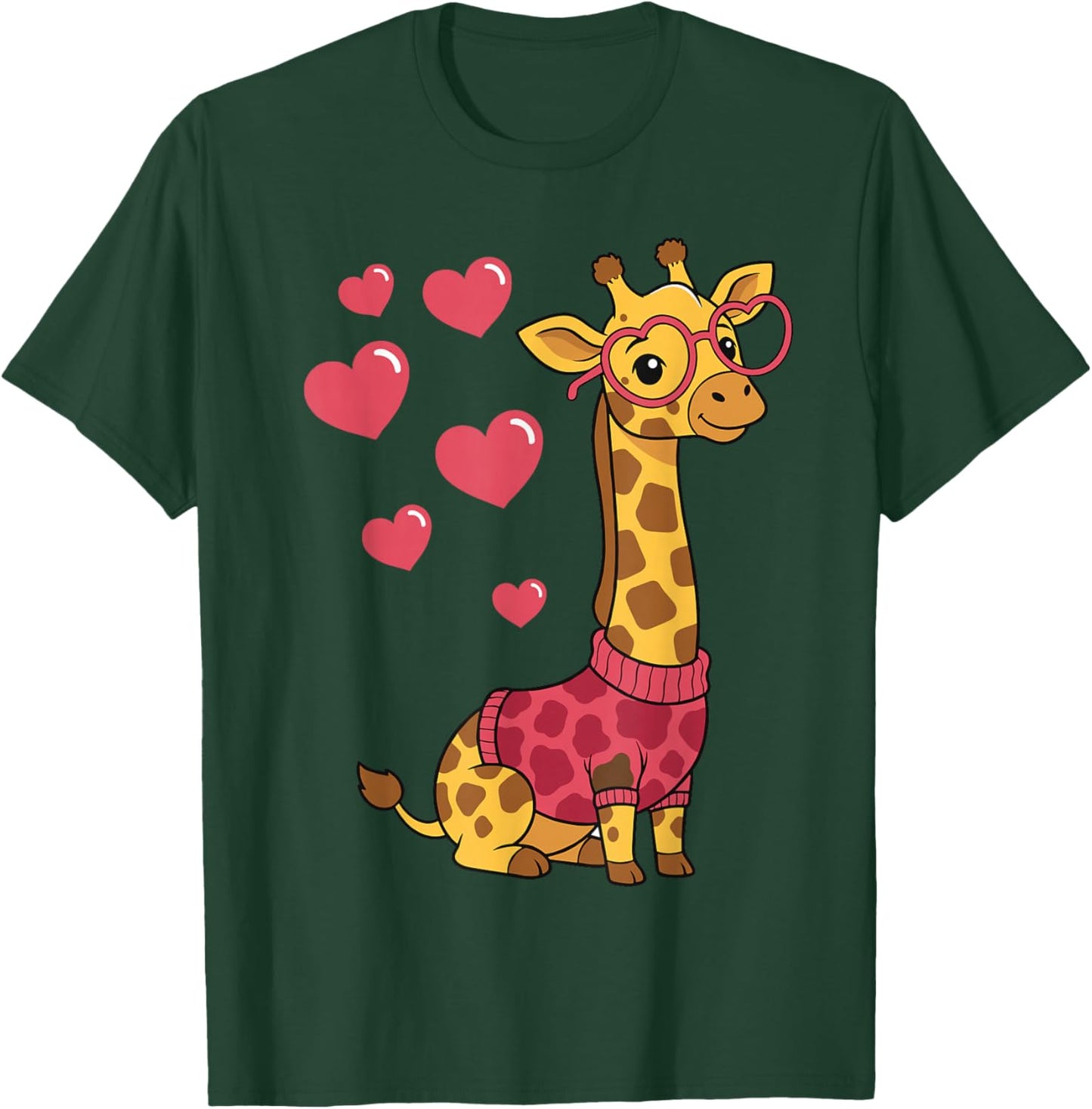 Cute Kawaii Giraffe with Hearts Funny Giraffe Lover for Girl T-Shirt - T-Shirt | Forest