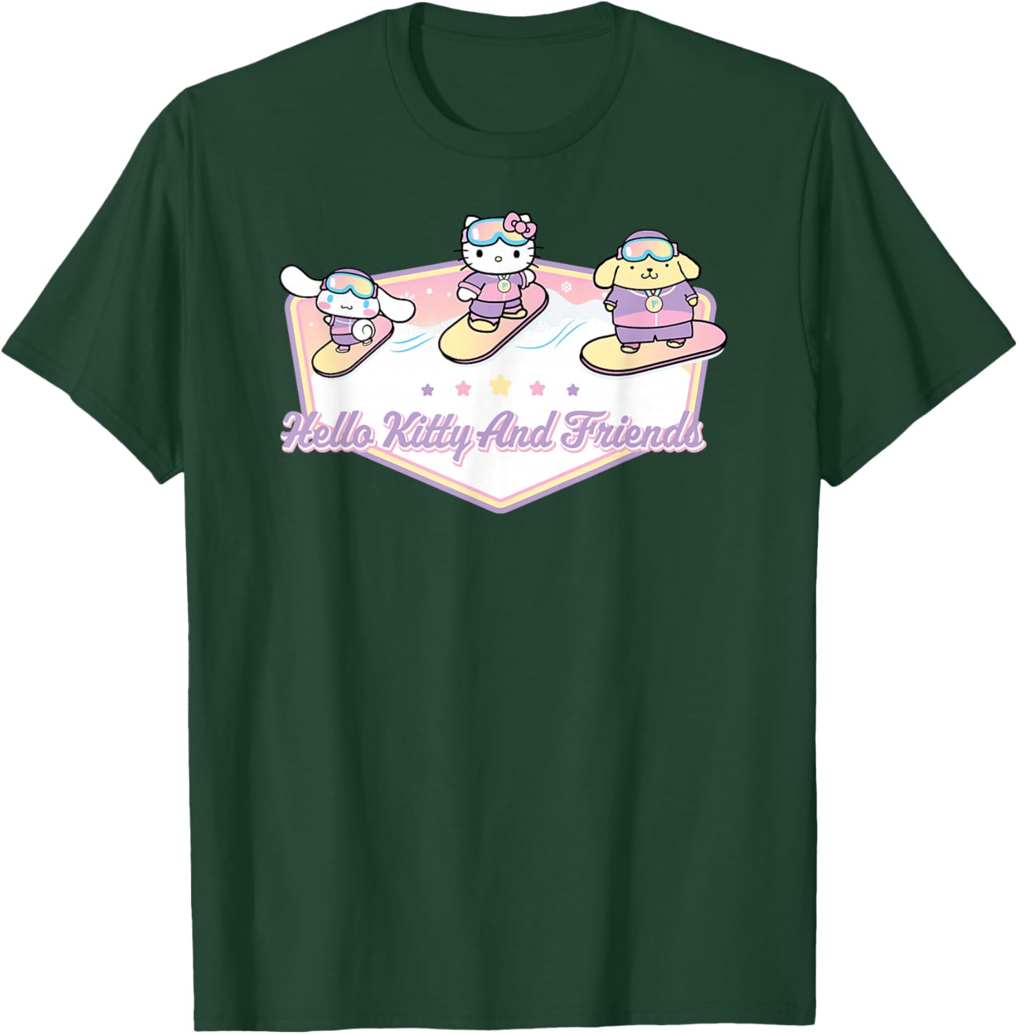 Hello Kitty and Friends Winter Sports Snowboarding T-Shirt - T-Shirt | Forest