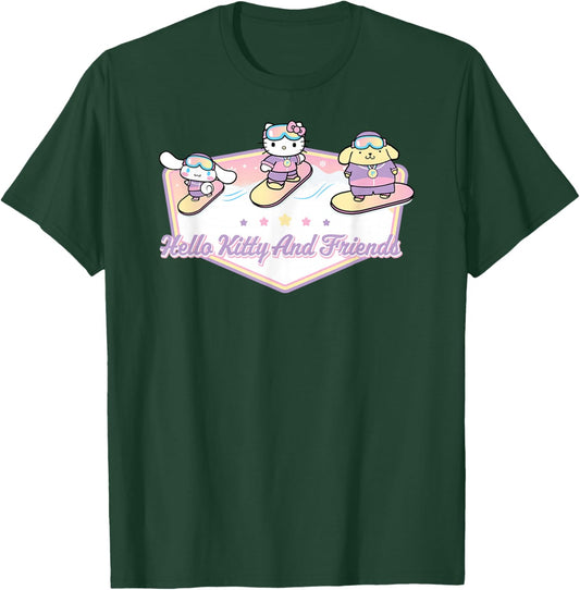 Hello Kitty and Friends Winter Sports Snowboarding T-Shirt - T-Shirt | Forest
