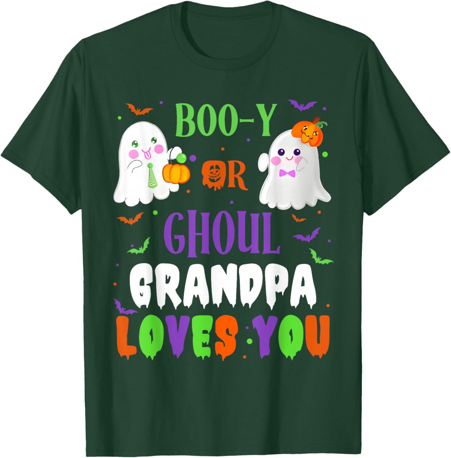 Boo-y Or Ghoul Grandpa Loves You Boo Halloween Baby Gender T-Shirt - T-Shirt | Forest