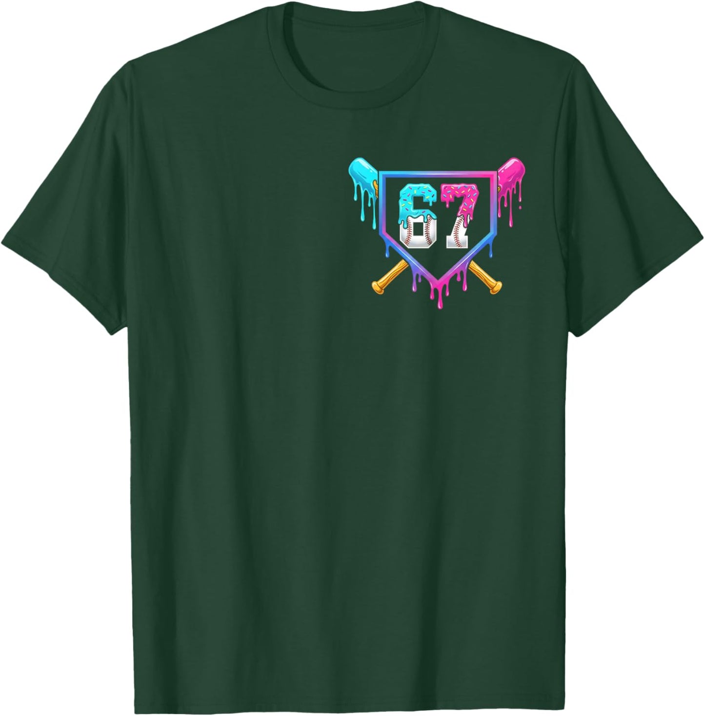 Baseball 67 Six Seven Meme Funny 6-7 Drip Baseball Boys Men T-Shirt - T-Shirt | Forest