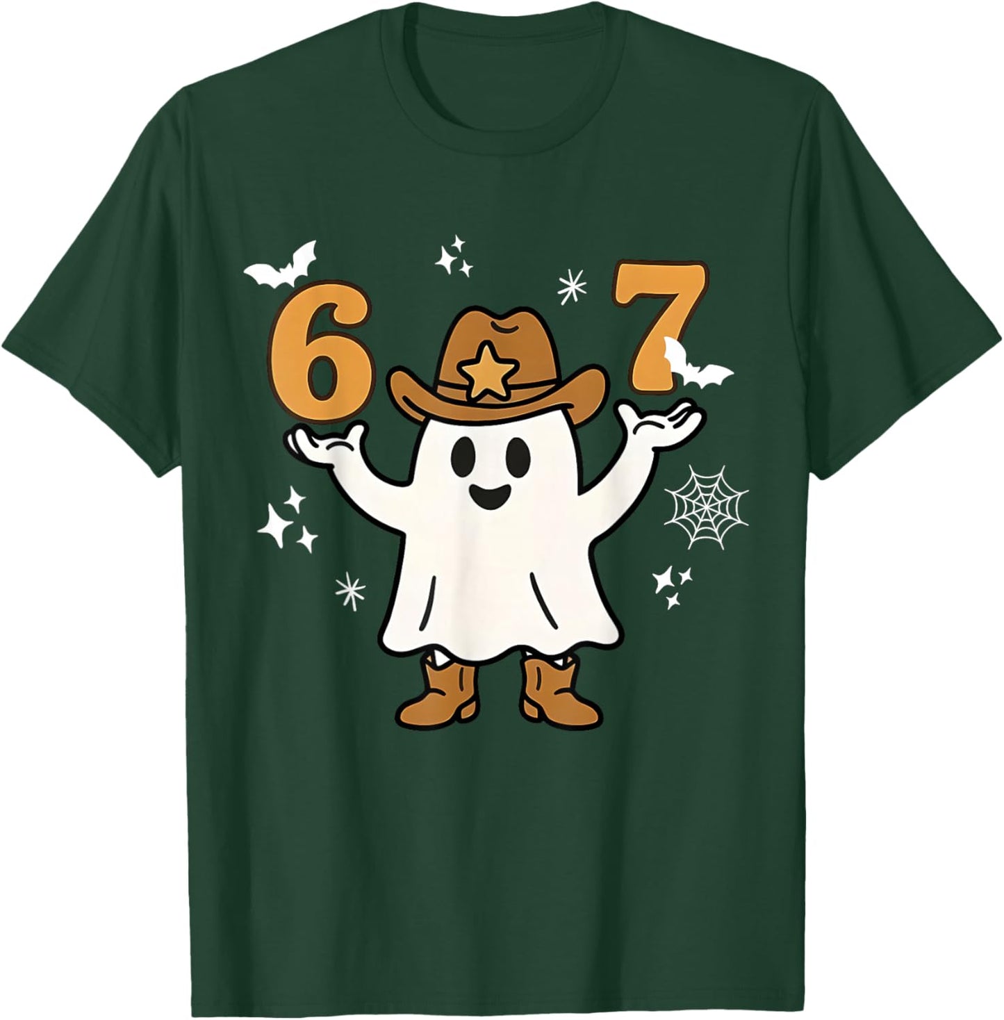 Funny Six Seven 6 7 Meme Cowboy Ghost Halloween Costume T-Shirt - T-Shirt | Forest