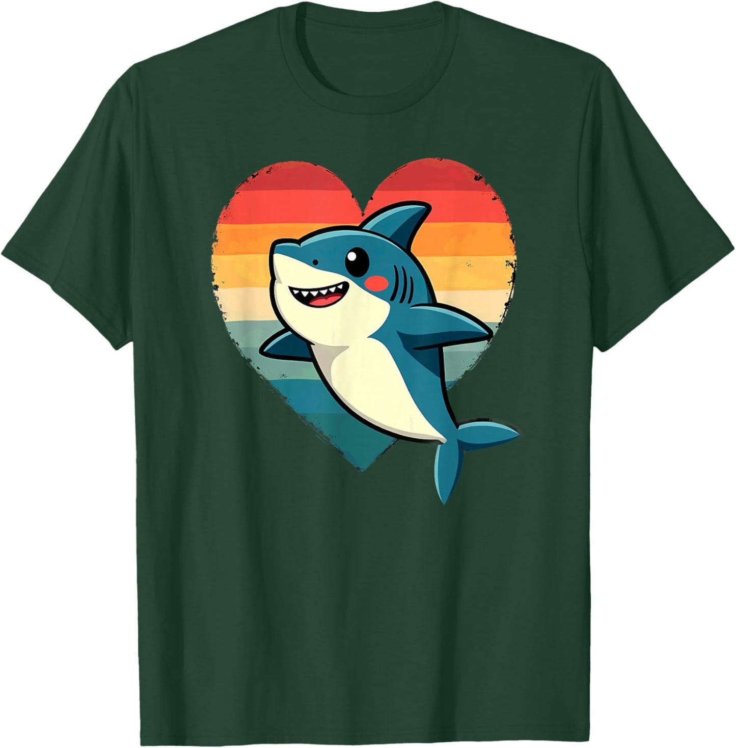 Retro Heart Shark Valentines T-Shirt - T-Shirt | Forest