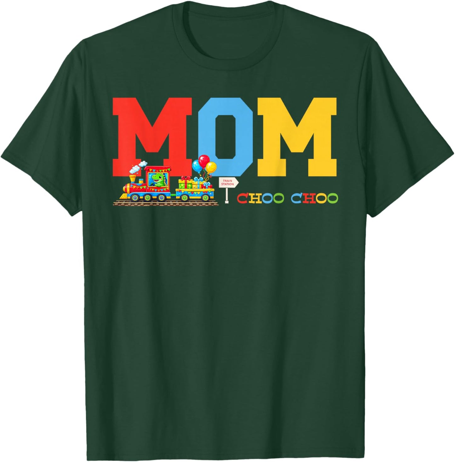 Train Birthday Mom T-Shirt - T-Shirt | Forest