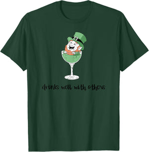 St Patricks Day Leprechaun Glass Drinks Well Other Men Women T-Shirt - T-Shirt | Forest