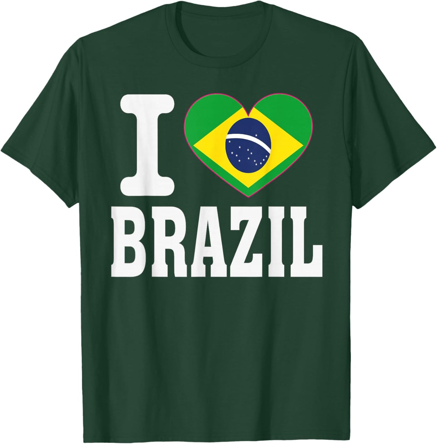 I Love Brazil Heart Souvenir Lovers Pride Travel T-Shirt - T-Shirt | Forest