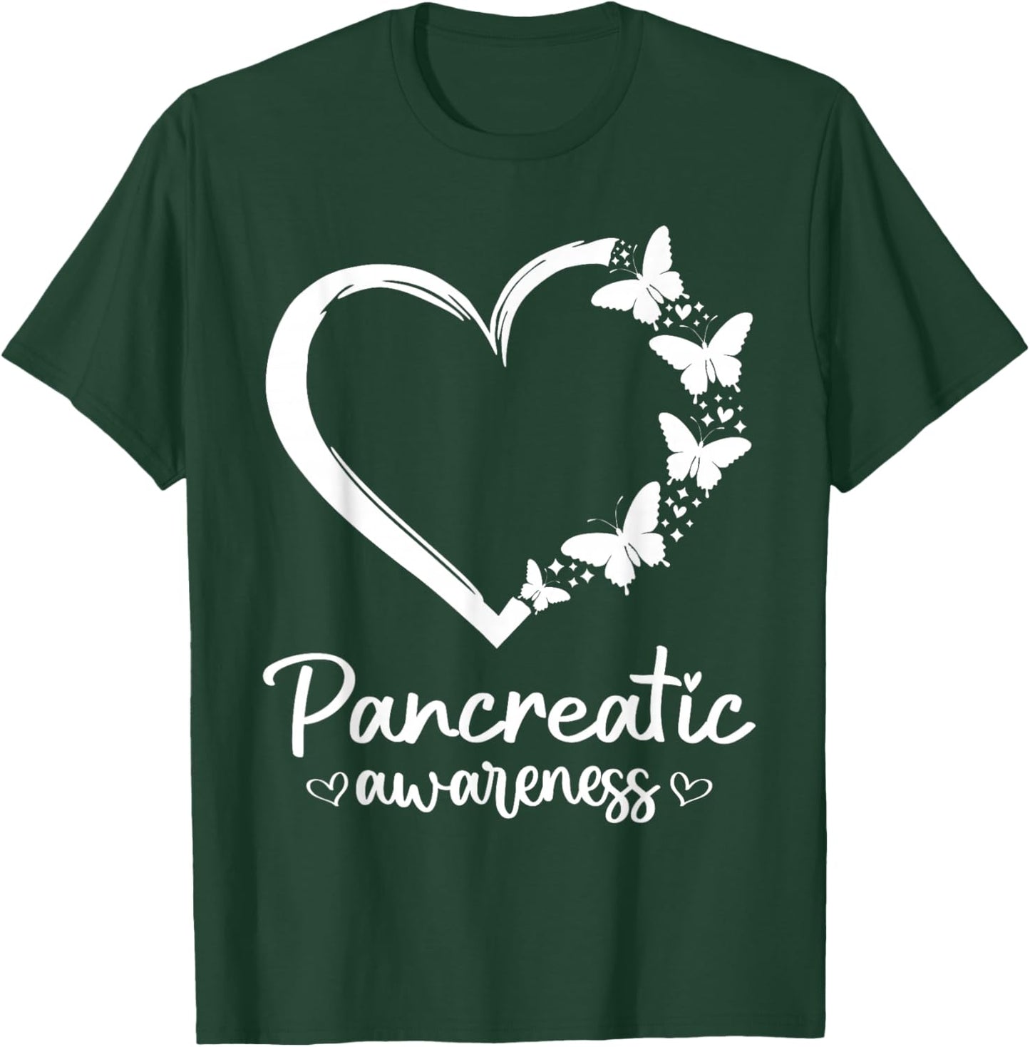 Pancreatic Cancer Awareness Heart Butterfly Hope Love Women T-Shirt - T-Shirt | Forest
