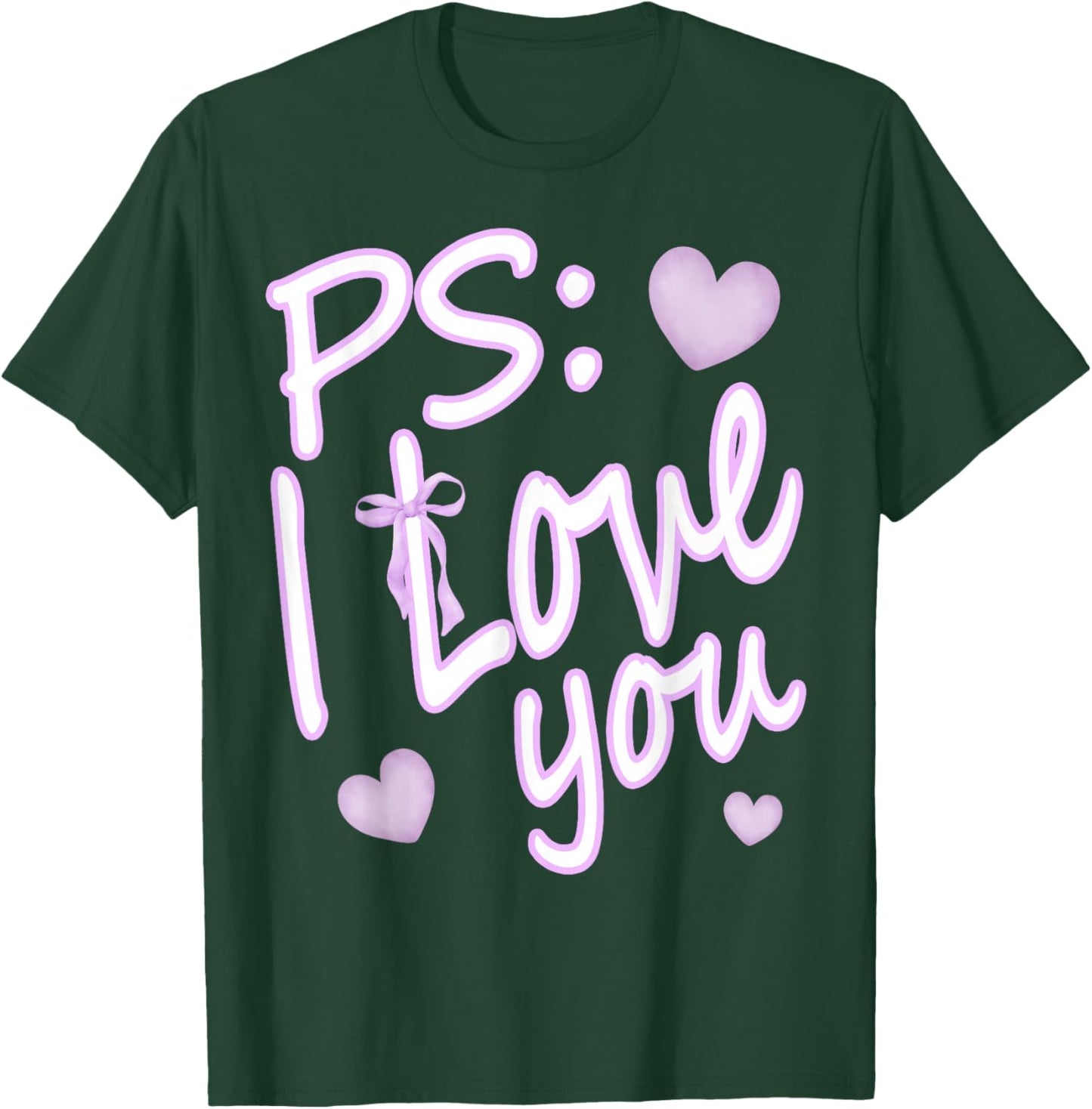 PS I Love You Day Valentine's Day Purple Heart Women Men Kid T-Shirt - T-Shirt | Forest