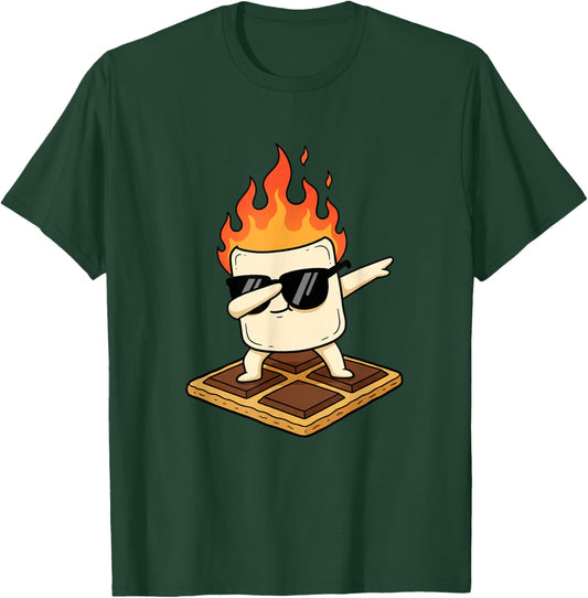 Dabbing Marshmallow On S'More Camping Kids Outdoor Funny T-Shirt - T-Shirt | Forest