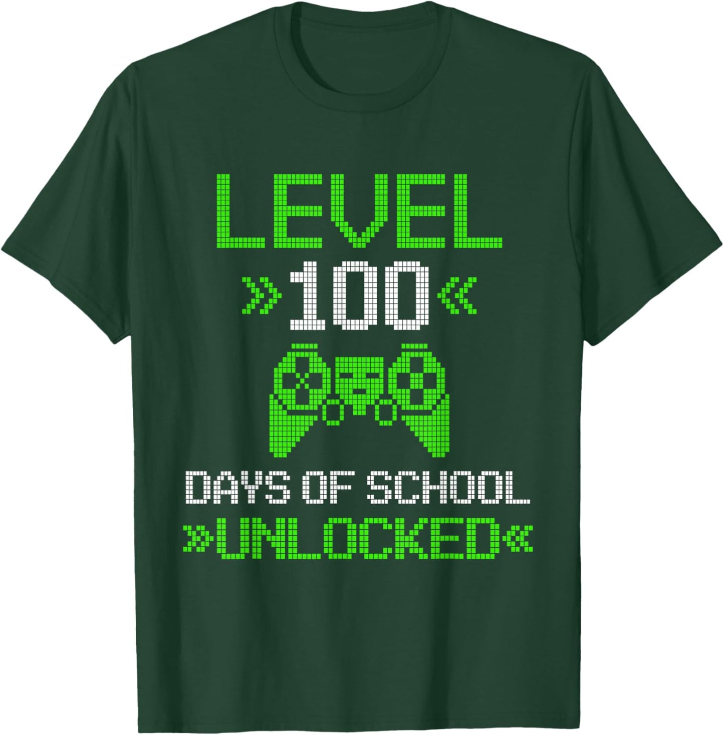 Level 100 Days Unlocked Kids Video Games Pixel Art for Gamer T-Shirt - T-Shirt | Forest