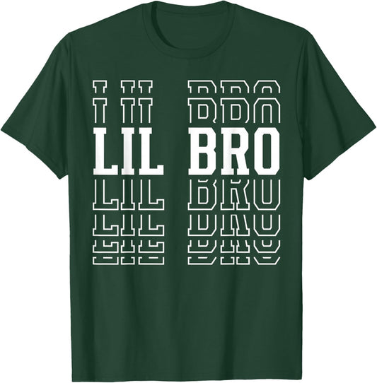 Lil Bro Funny Layered Text Siblings Little Brother T-Shirt - T-Shirt | Forest