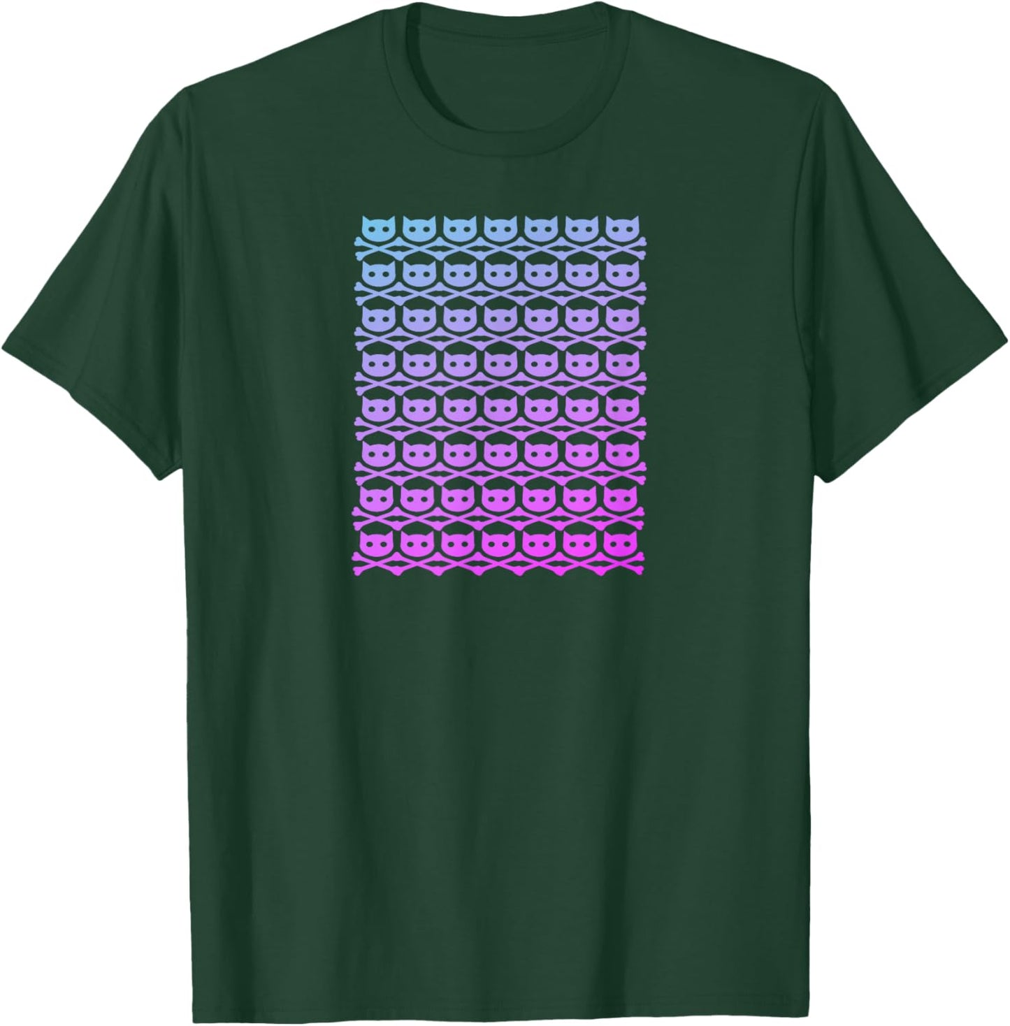 BuddyCatAFK All Over Skull Logo Pink Fade Dark T-Shirt - T-Shirt | Forest