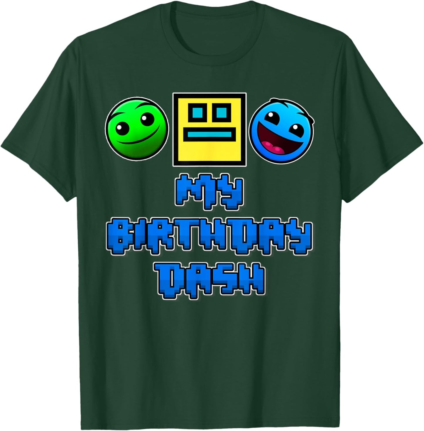 My Birthday Dash Video Game Theme Kids Party Geometry Game T-Shirt - T-Shirt | Forest