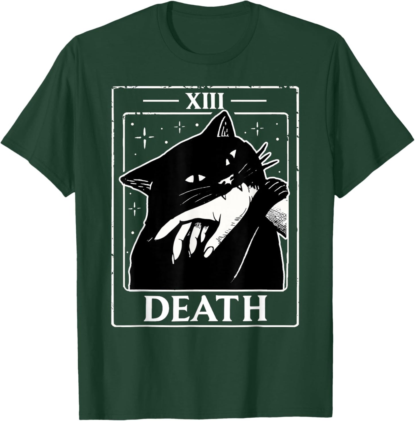Vintage Black Cat Tarot Card Death Humor Halloween Men Women T-Shirt - T-Shirt | Forest