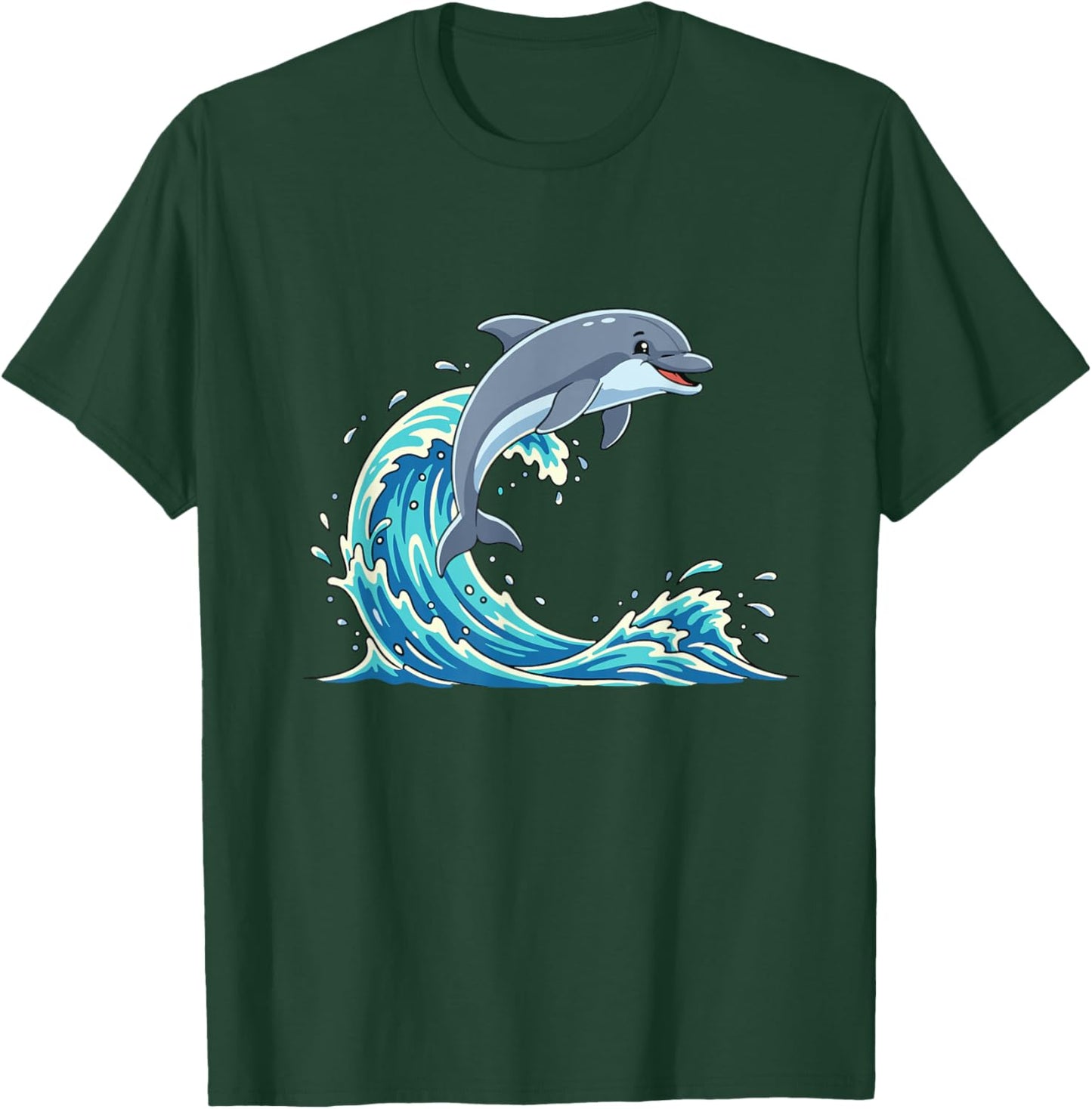 Cute Jumping Dolphin On Summer Ocean Wave T-Shirt - T-Shirt | Forest