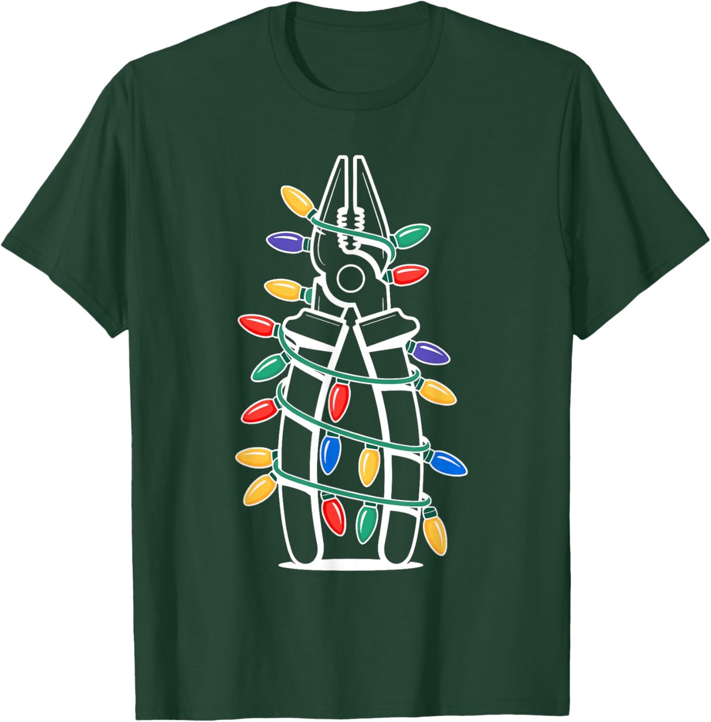 Christmas Lights Pliers Handyman Electrician Technician T-Shirt - T-Shirt | Forest