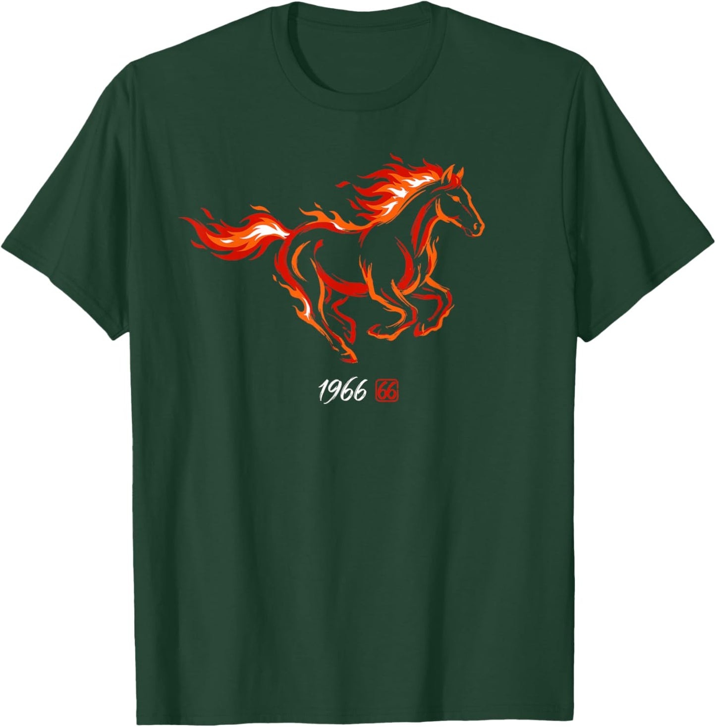 1966 Year of The Fire Horse 60th Birthday Japanese Art T-Shirt - T-Shirt | Forest