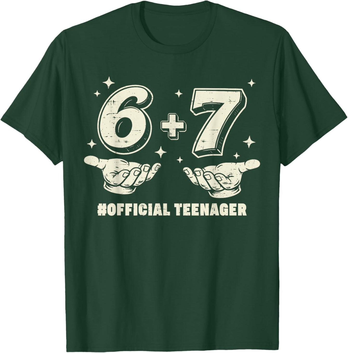 6+7 Official Teenager 13th Birthday 13 Year Old Boys Kids T-Shirt - T-Shirt | Forest