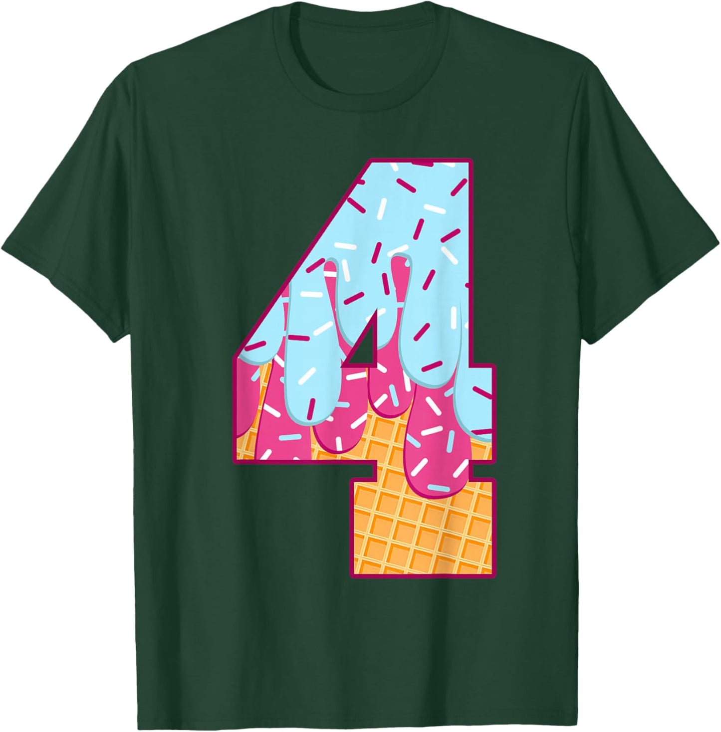 Number 4 Ice Cream Drip Matching Numbers Costume Meme T-Shirt - T-Shirt | Forest