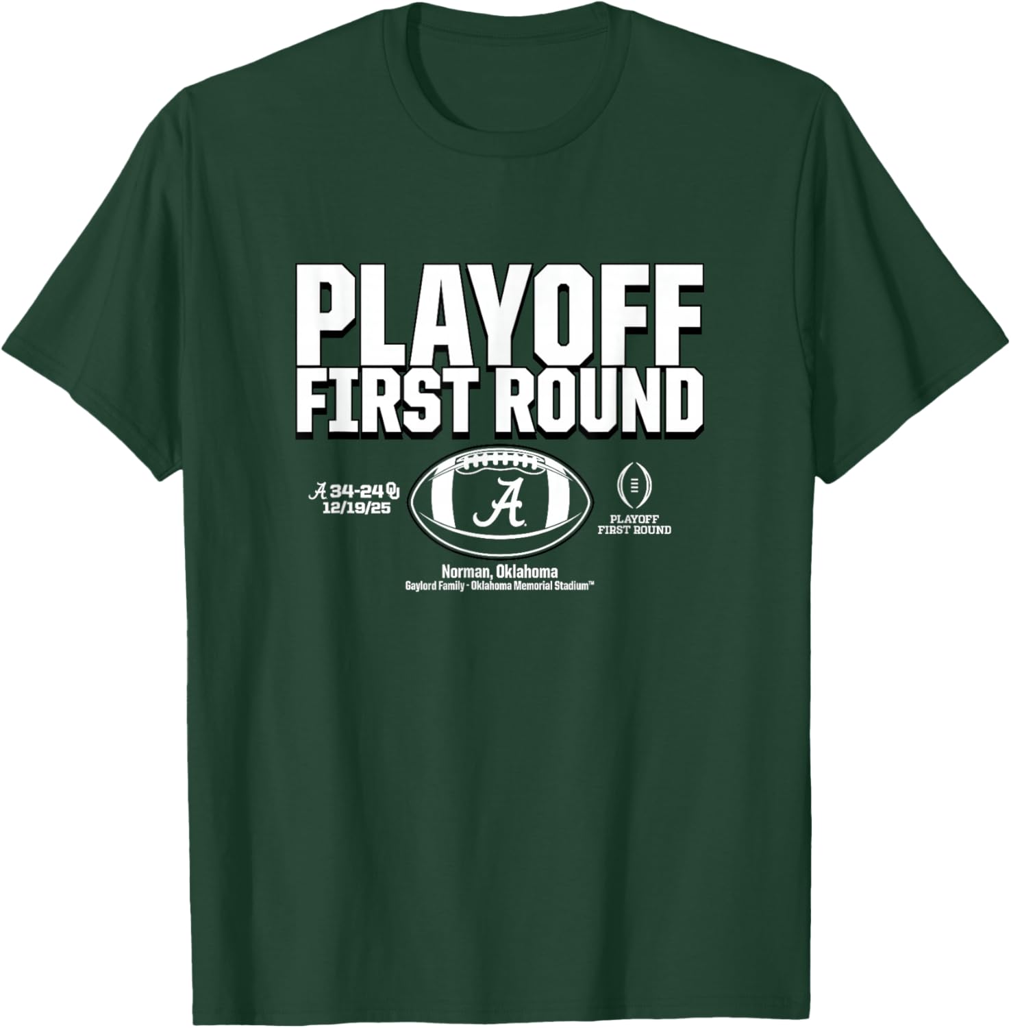 Alabama Crimson Tide 2025 College Football Playoff 1st Round T-Shirt - T-Shirt | Forest