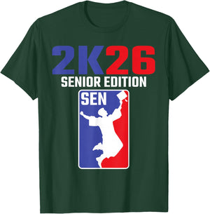 Senior 2K26 Edition Class of 2026 Graduate Sports Style T-Shirt - T-Shirt | Forest