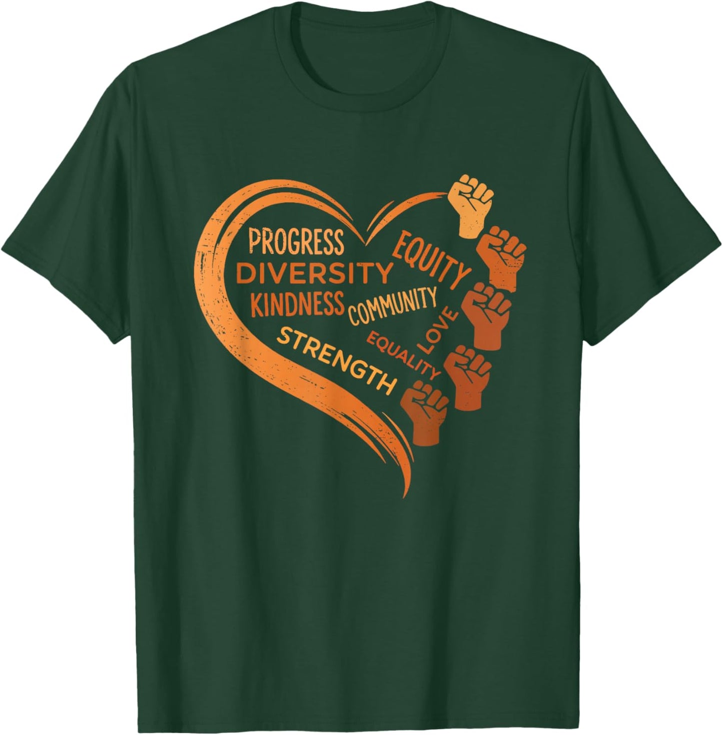 Black History Fists Diversity Equity Unity T-Shirt - T-Shirt | Forest