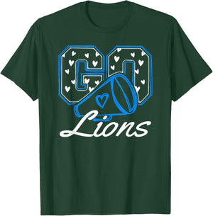 Go Cheer Lions School Team Spirit Girls Kids T-Shirt - T-Shirt | Forest