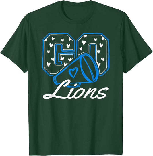Go Cheer Lions School Team Spirit Girls Kids T-Shirt - T-Shirt | Forest