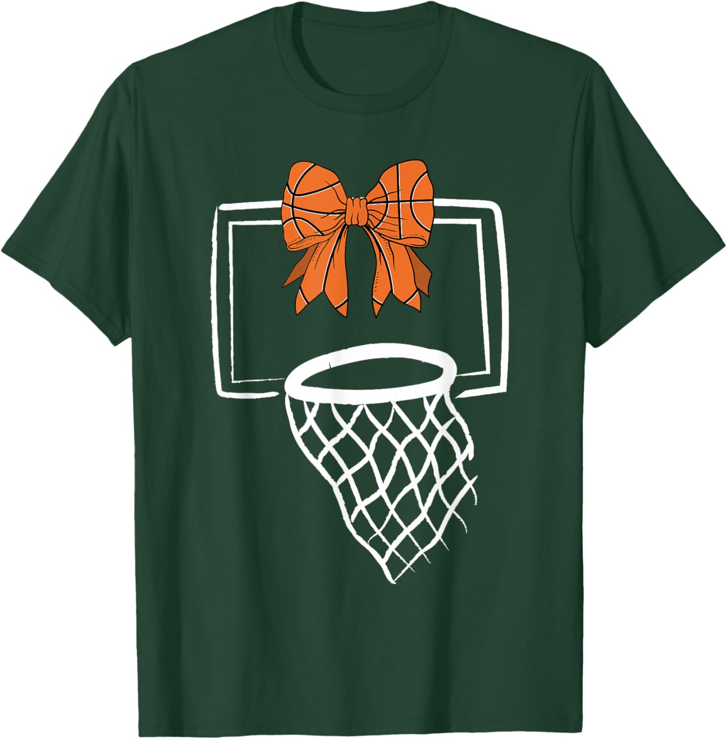 Basketball Coquette Bow Women Girls T-Shirt - T-Shirt | Forest