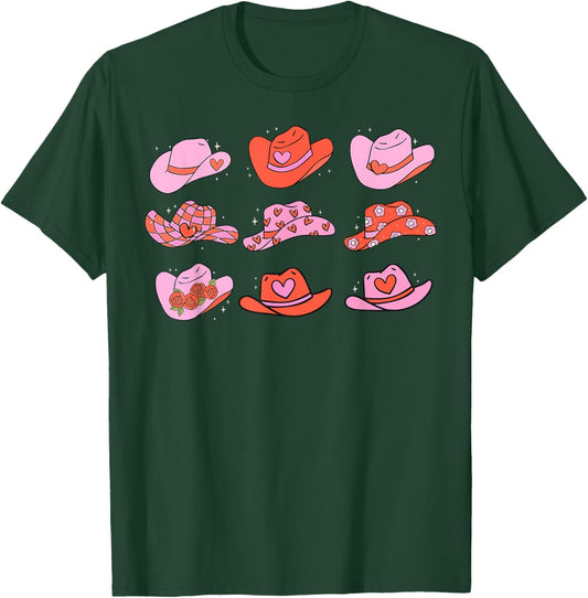 Retro Howdy Valentine Cowboy Hat Western Country T-Shirt - T-Shirt | Forest