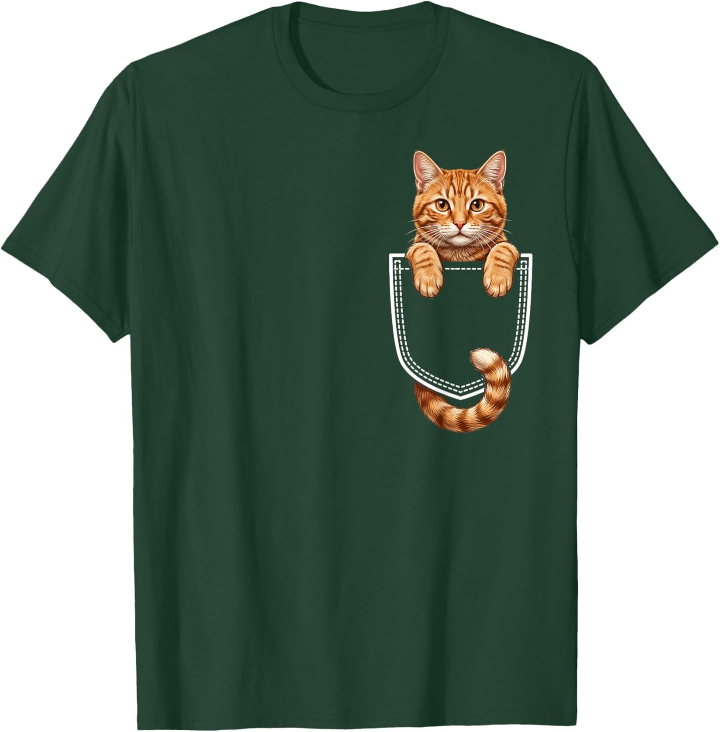 Cute Orange Tabby Cat in Pocket Kitten for Pet Lovers T-Shirt - T-Shirt | Forest