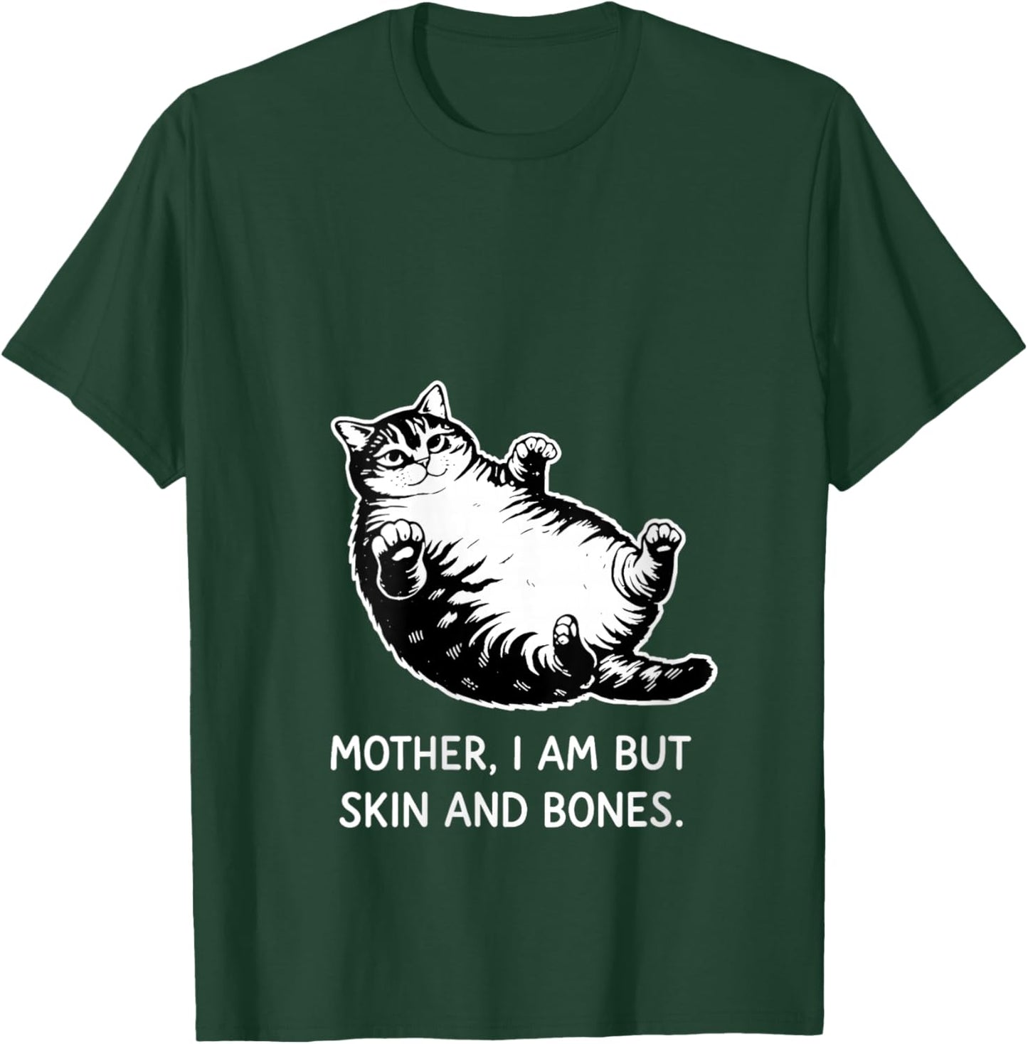 Women's Mother, I Am But Skin and Bones Funny Cat Mom Cat Lover Gift V-Neck T-Shirt - T-Shirt | Forest