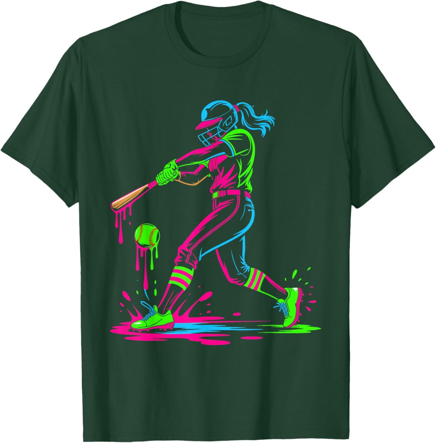 Softball Girl Ice Cream Softball Drip T-Shirt - T-Shirt | Forest
