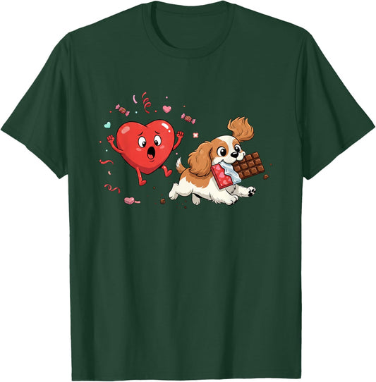 Funny Cavalier King Charles Spaniel Heart Valentine Dog T-Shirt - T-Shirt | Forest