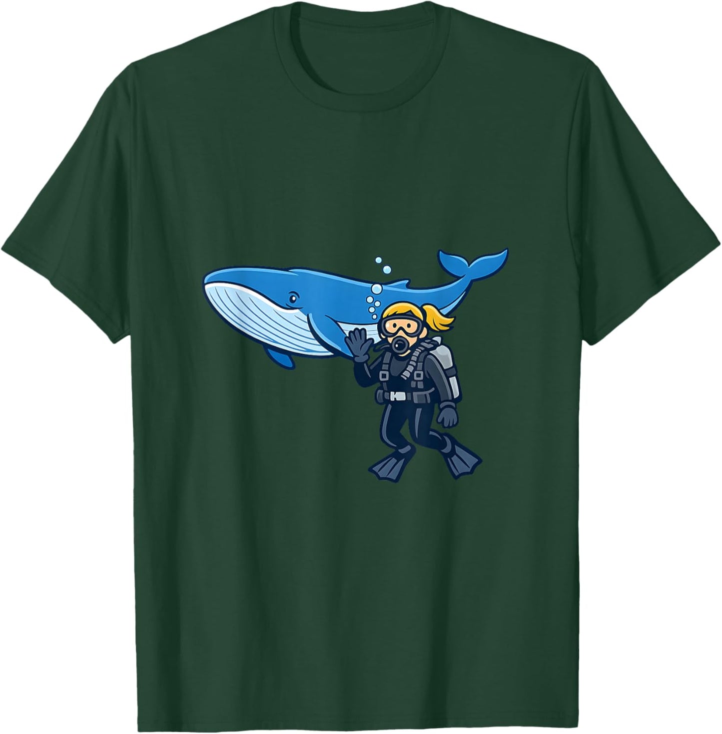 Blue Whale Scuba Diver Ocean Adventure Design T-Shirt - T-Shirt | Forest