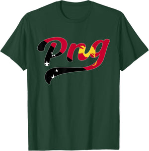 PNG Typeset Papua New Guinea Flag Melanesia Pride T-Shirt - T-Shirt | Forest