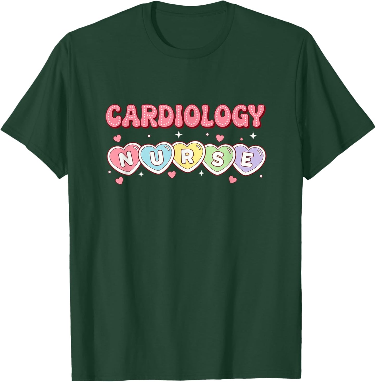 Cardiac Nurse Love Hearts Valentine Cardiology Nurse T-Shirt - T-Shirt | Forest